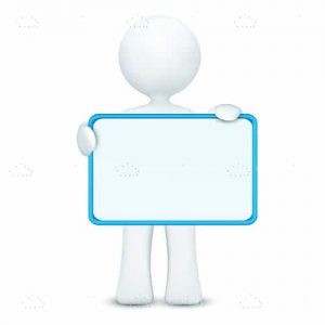 3d character holding blank board