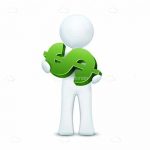 Abstract 3D Human Figure Holding Green Dollar Sign