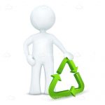 3D White Man Holding Recycling Logo