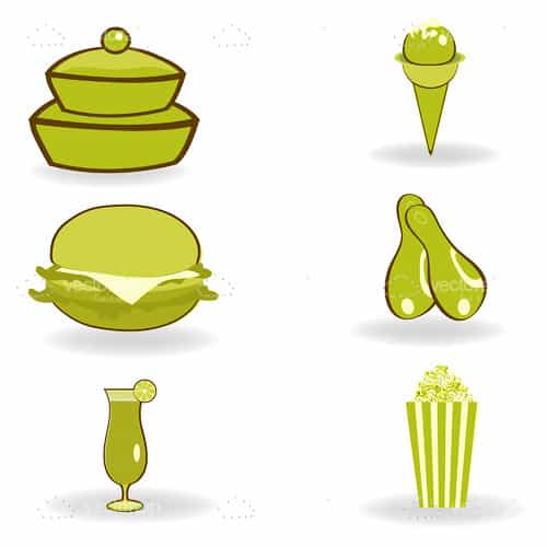 Green Food Icon Set - Vectorjunky - Free Vectors, Icons, Logos and More