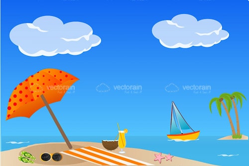 Illustrated Beach Scene - Vectorjunky - Free Vectors, Icons, Logos and More