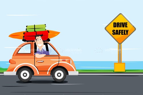 Rolling Car with Cartoon Driver and Road Sign - Vectorjunky - Free Vectors,  Icons, Logos and More