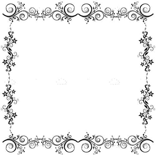 black and white simple floral border