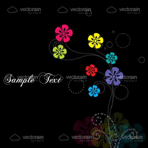 Abstract Colourful Flowers Black Background with Sample Text - Vectorjunky  - Free Vectors, Icons, Logos and More